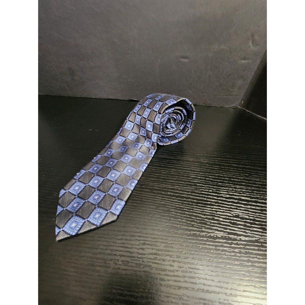 Pronto Uomo Platinum Silk Blend Geometric Pattern‎ Tie Mens